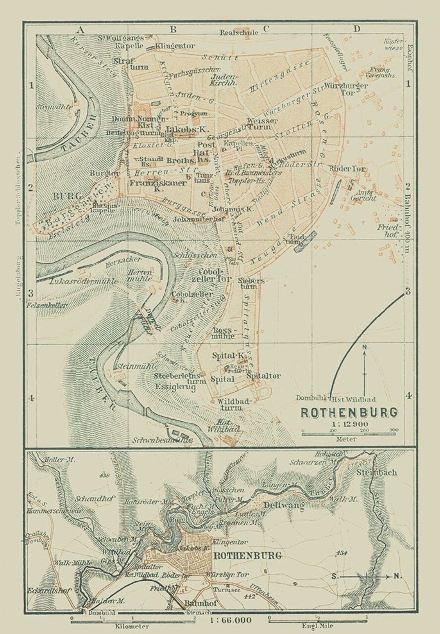 Rothenburg ob der Tauber Germany - Baedeker 1914 Poster Print by Baedeker Baedeker # ITGE0162